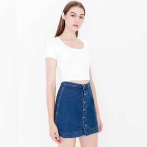 Denim Button Front A-Line Mini Skirt